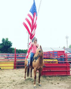 Training American Flag Rodeo Grand Entry Horse